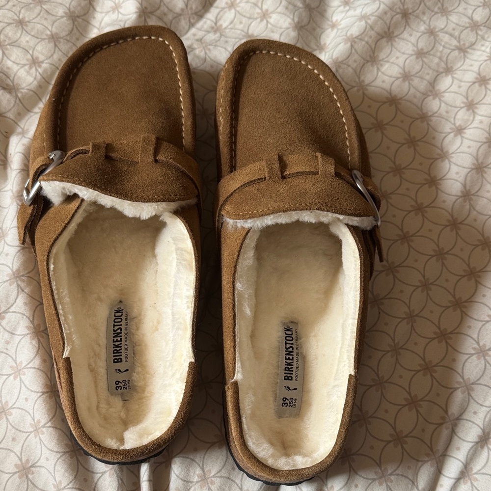 Birkenstock Tan Suede Mules with Soft Lining